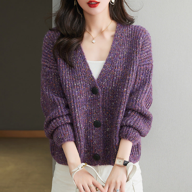 Women’s cozy chunky knit pullover with button detail and relaxed fit Chic and Style