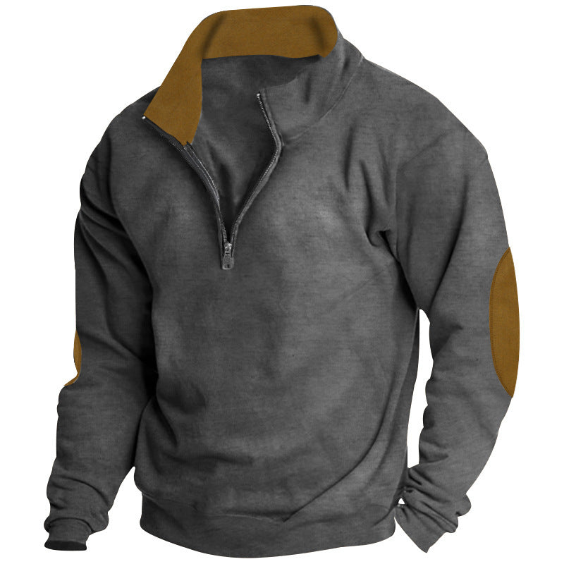 Pull confortable pour hommes avec demi-fermeture éclair et élégants patchs aux coudes Chic und Stil