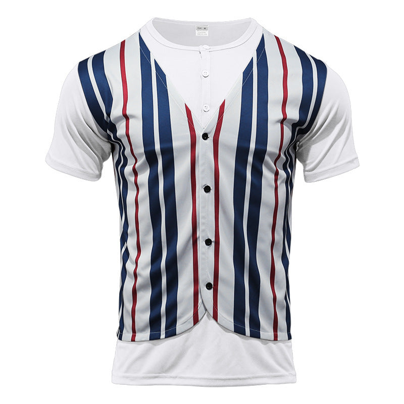Chemise à manches courtes pour hommes au look rayé sportif avec boutonnière Chic und Stil