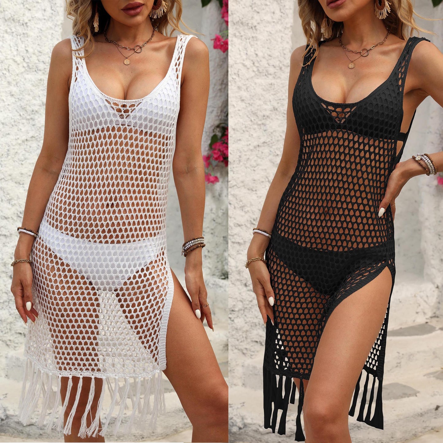 Maillot de bain à franges en tissu ouvert pour femme Cover-Up Chic und Stil