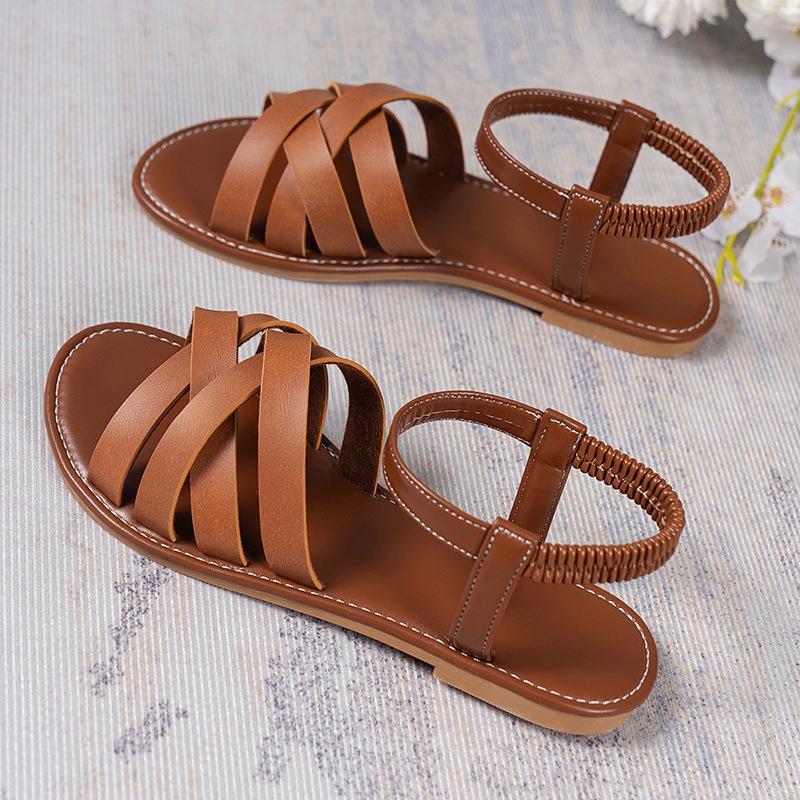 Sandales à brides pour femmes en cuir de haute qualité et avec une sangle élastique Chic und Stil