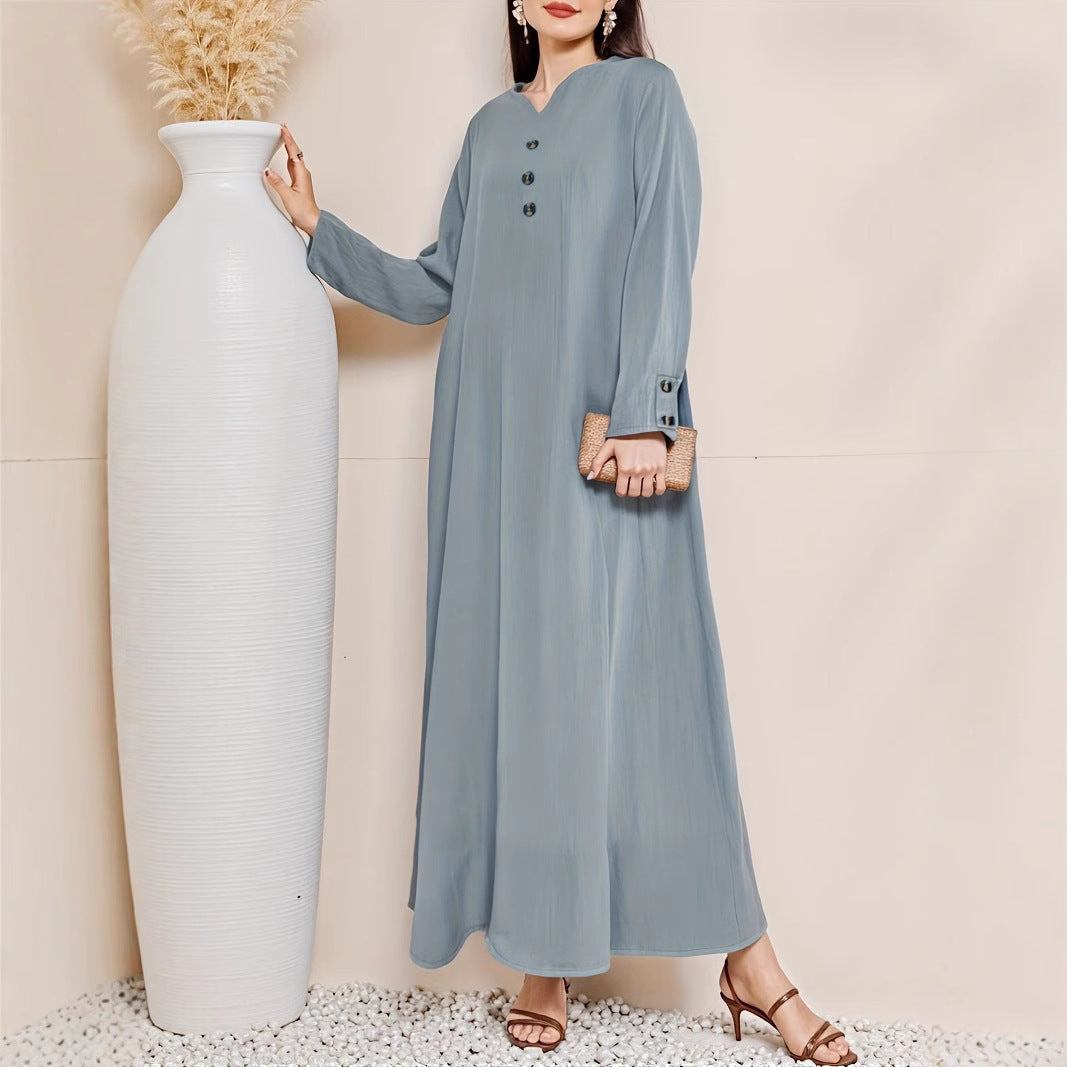 Robe maxi femme avec une élégante patte de boutonnage Chic und Stil