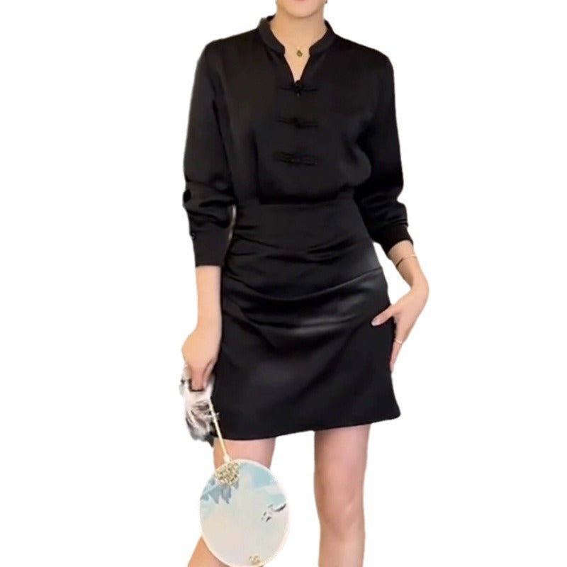 Robe Midi Élegante Femme avec Détails de Boutons Chic und Stil