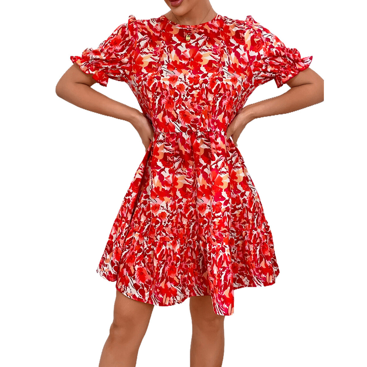 Robe maxi décontractée pour femmes avec décolleté en forme de cœur et jupe fluide Chic und Stil