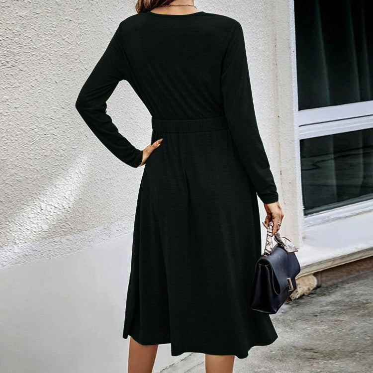 Robe portefeuille dames avec décolleté en V et manches longues Chic und Stil