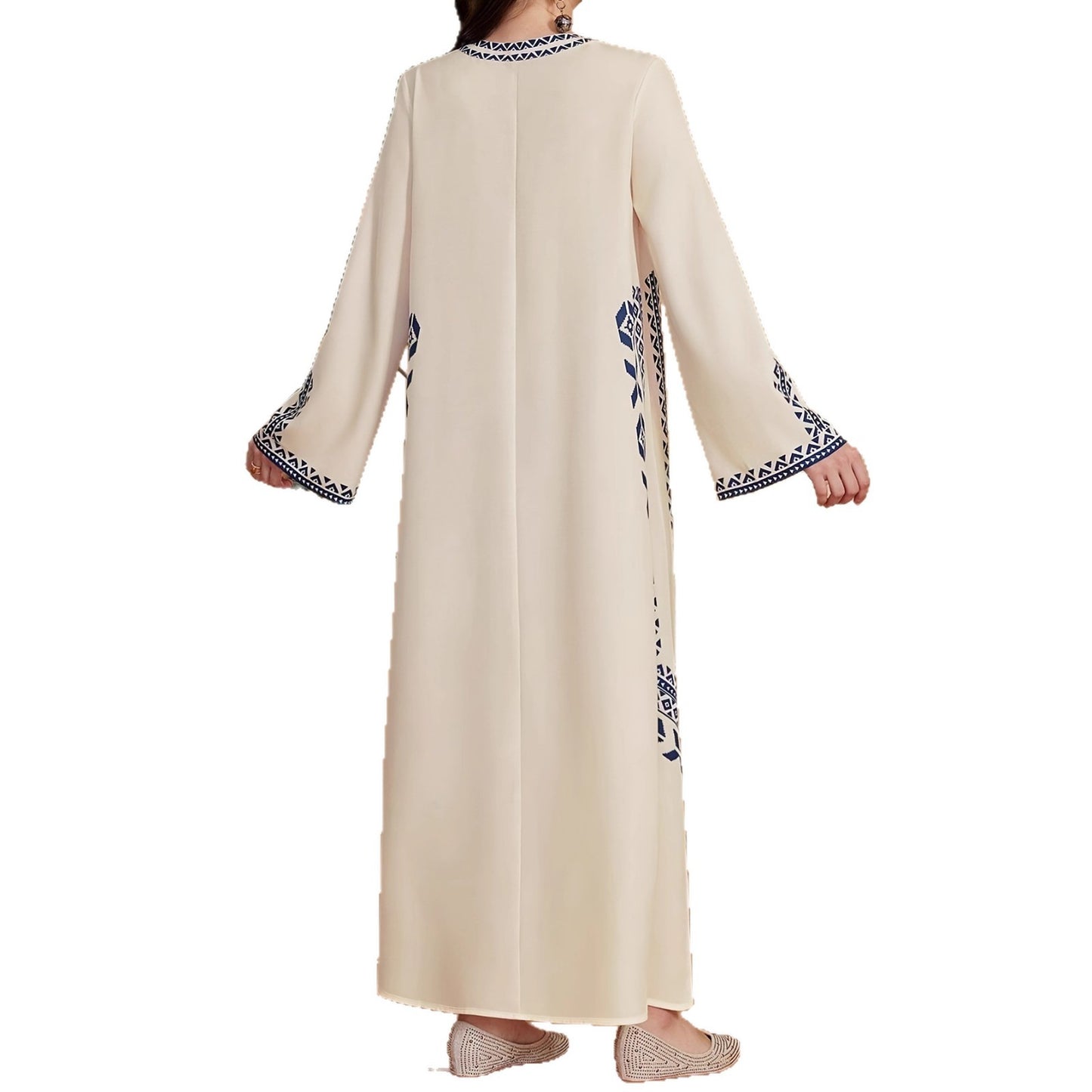 Robe caftan pour femmes avec un design brodé artistique et un élégant décolleté en V Chic und Stil