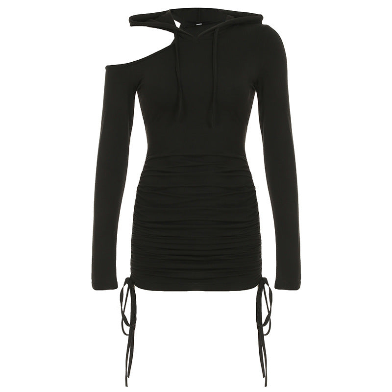 Robe à capuche sportive pour femmes avec coupe asymétrique et détails en volants Chic und Stil