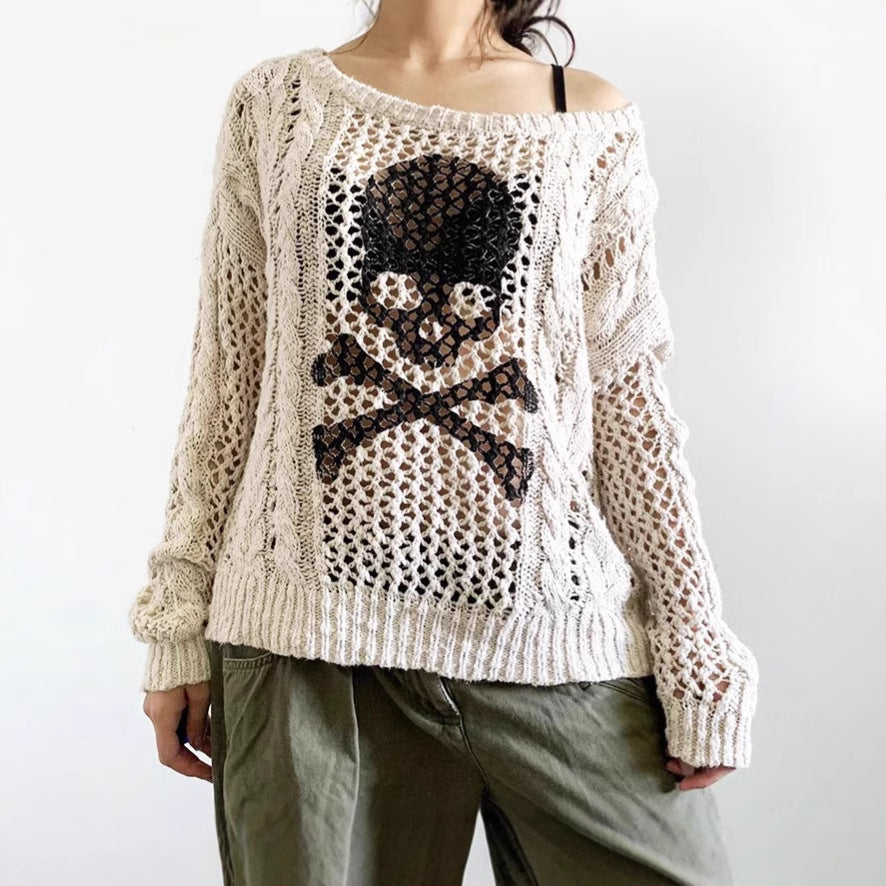 Pull en tricot épais pour femmes avec motif squelette Chic und Stil