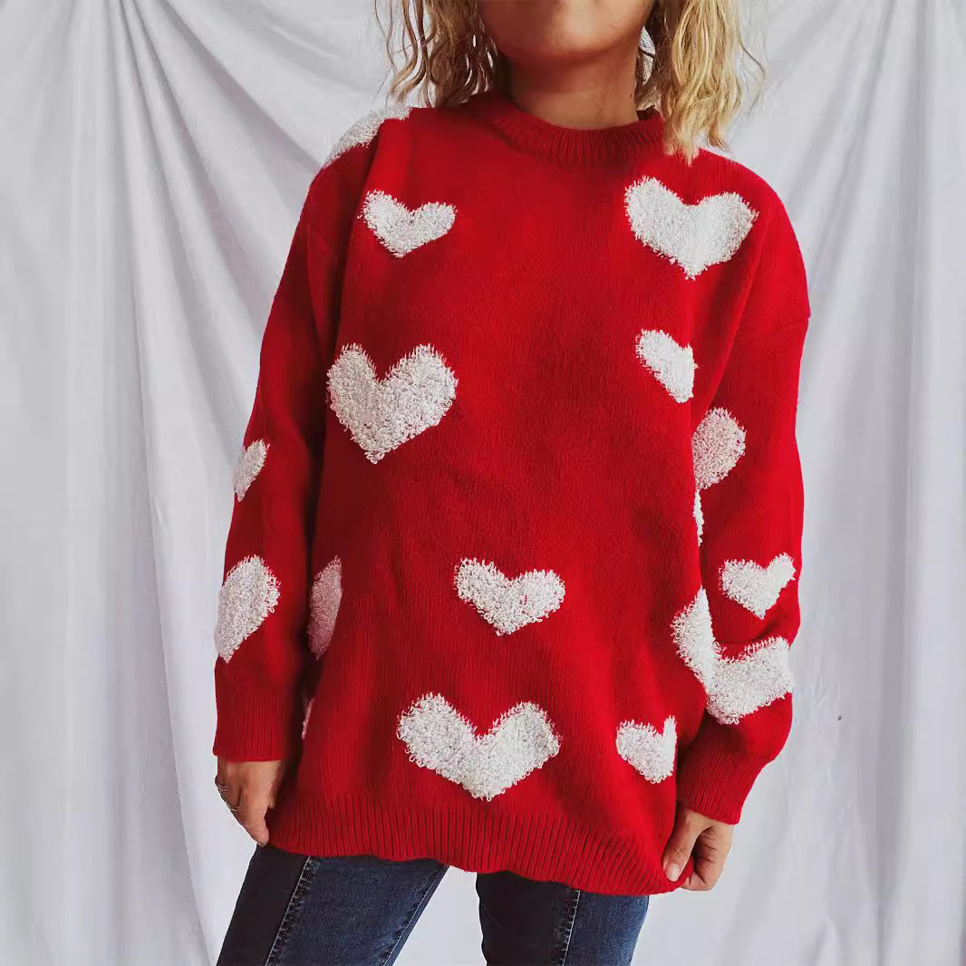 Pull femme avec motif en cœur et applications moelleuses Chic und Stil