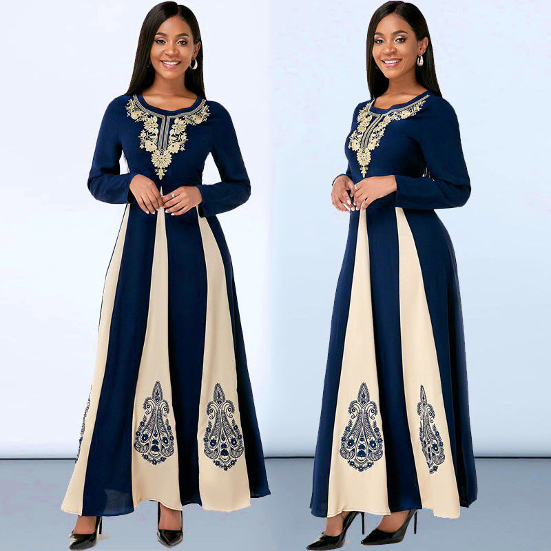Robe maxi élégante pour femmes avec un motif brodé élaboré Chic und Stil