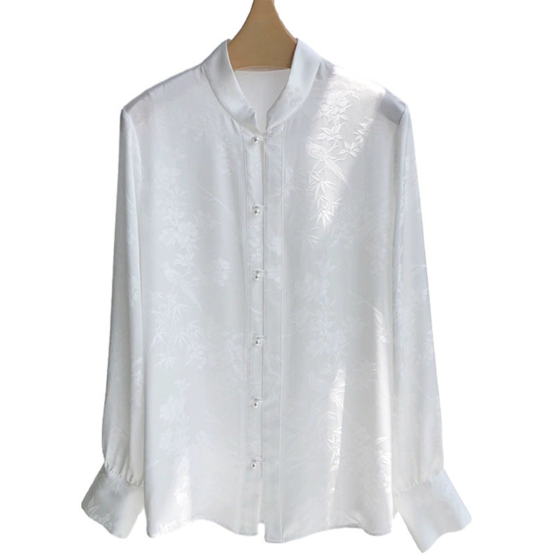 Blouse à boutons en satin élégant pour femmes Chic und Stil