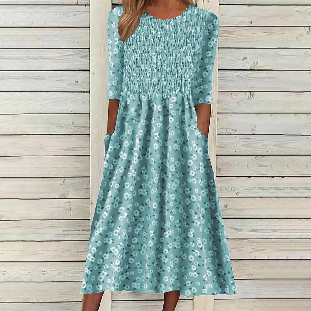 Robe Midi Florale Smockée Chic und Stil pour Femmes