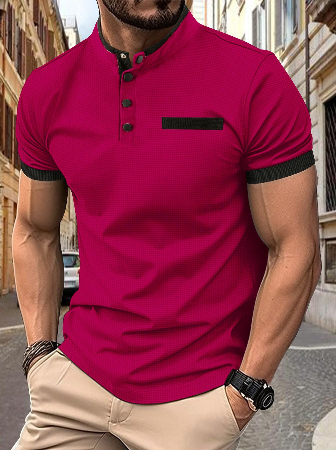 Chemise de loisirs à manches courtes pour hommes avec patte de boutonnage Chic und Stil