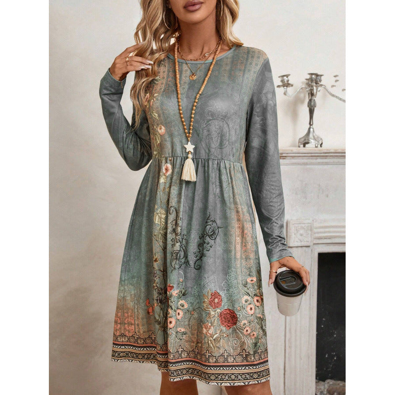 Robe décontractée femme avec motif floral et manches longues Chic und Stil