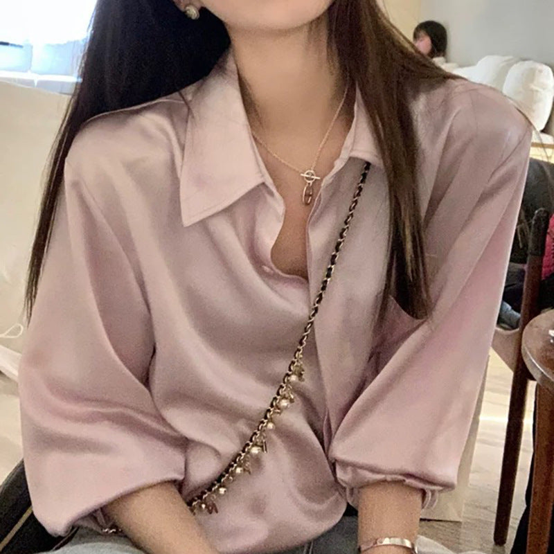 Blouse boutonnée en soie luxueuse pour femme Chic und Stil