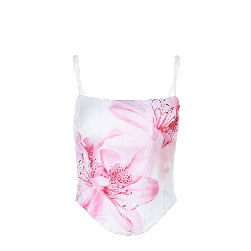 Robe Mini Satin Imprimé Floral Chic und Stil pour Femmes