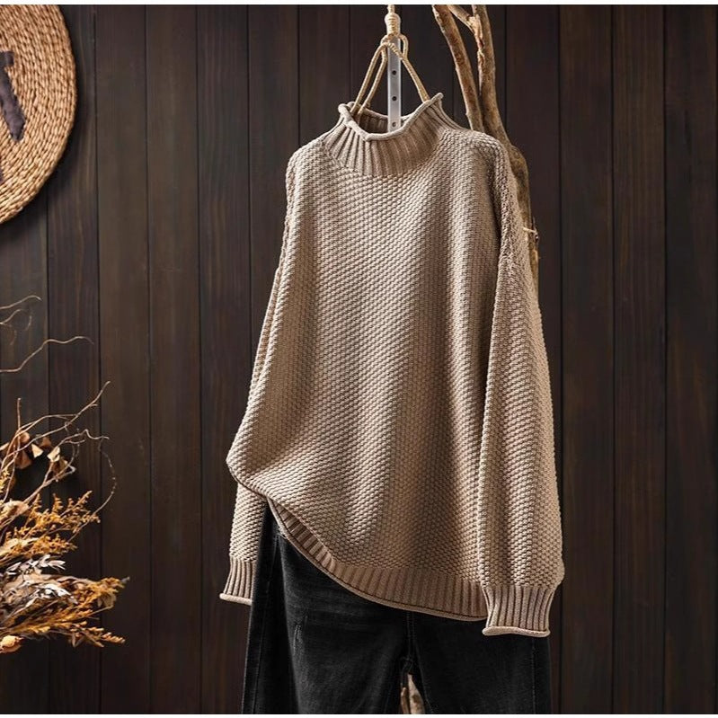 Pull en tricot oversized pour femmes avec col montant Chic und Stil