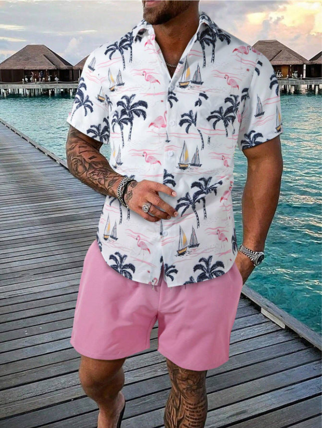 Chemise à manches courtes pour hommes avec motif tropical et coupe décontractée Chic und Stil