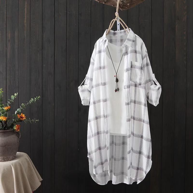 Chemisier Overlay à motifs carreaux légers pour femmes Chic und Stil