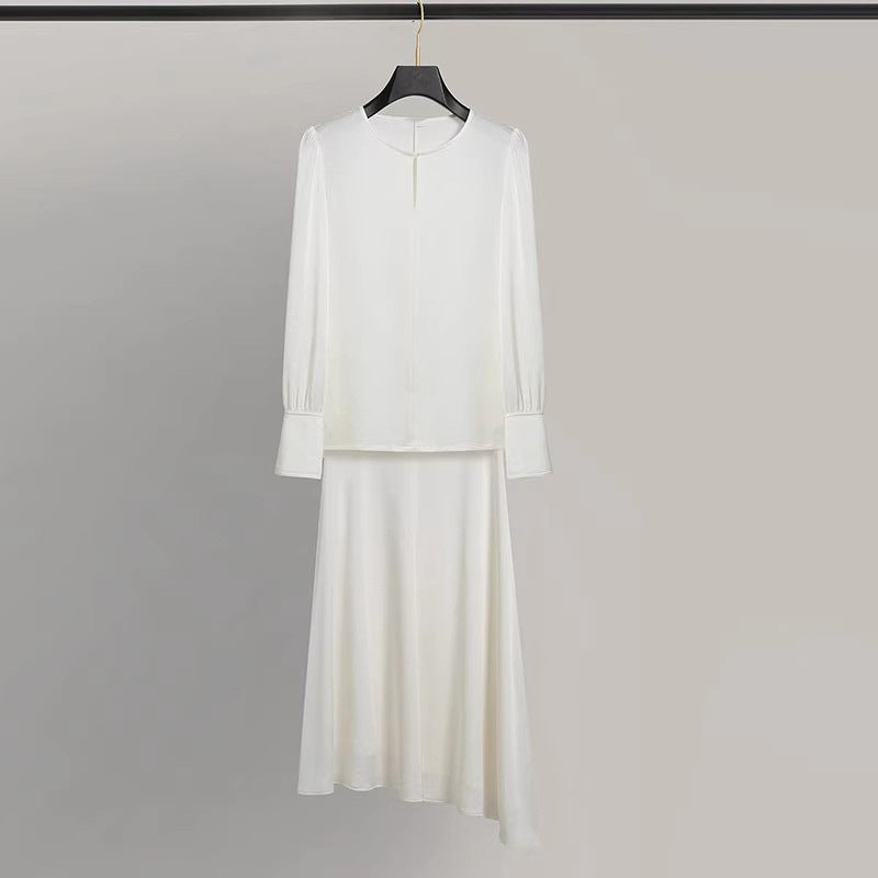 Robe midi élégante pour femme avec jupe fluide Chic und Stil