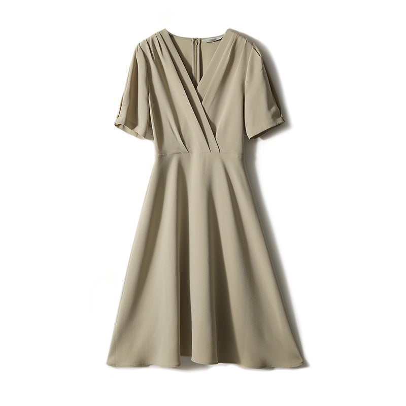 Robe midi plissée pour femmes avec manches bouffantes Chic und Stil