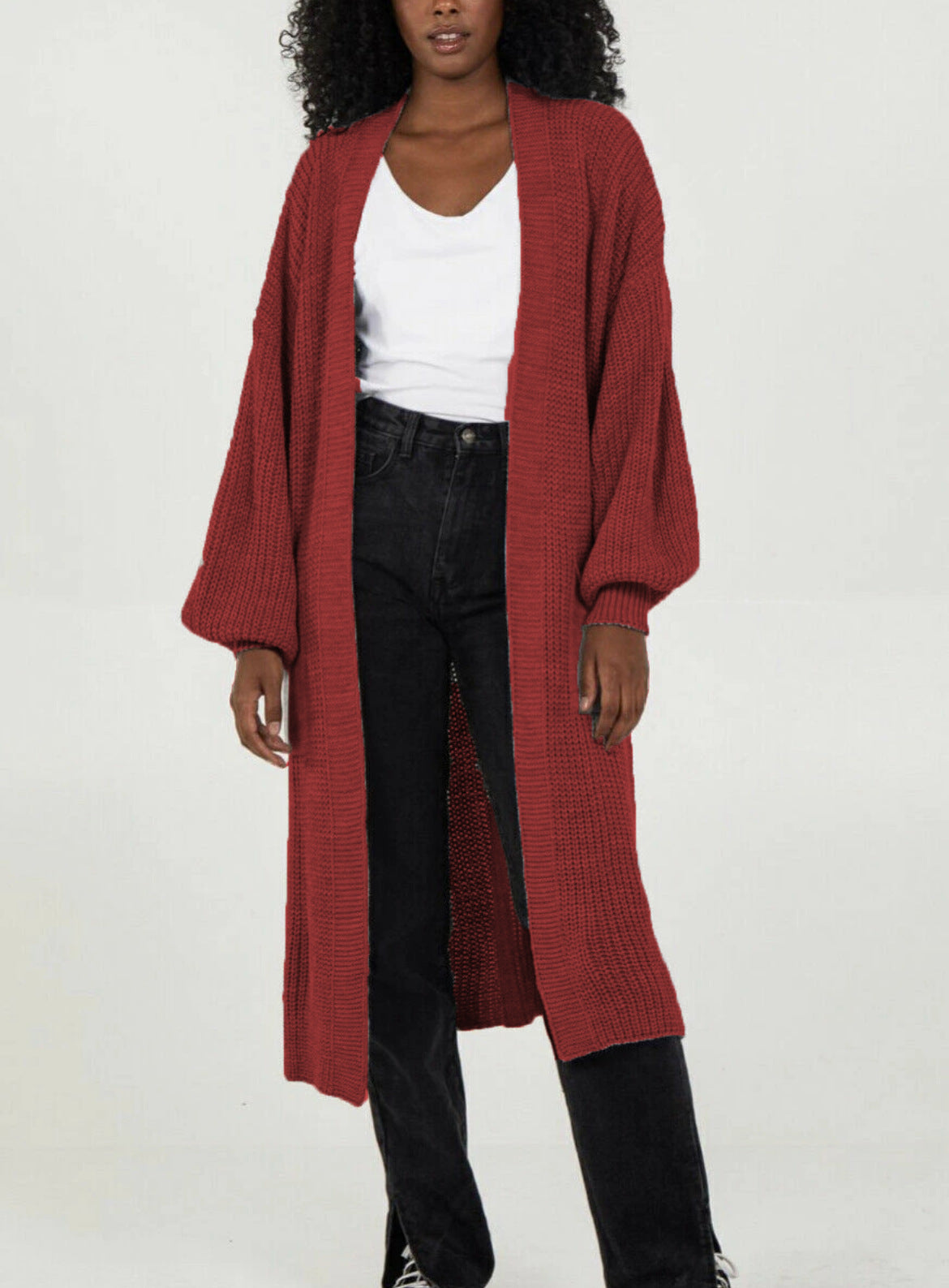 Dames Grand cardigan en tricot avec silhouette aérienne et manches volumineuses Chic und Stil