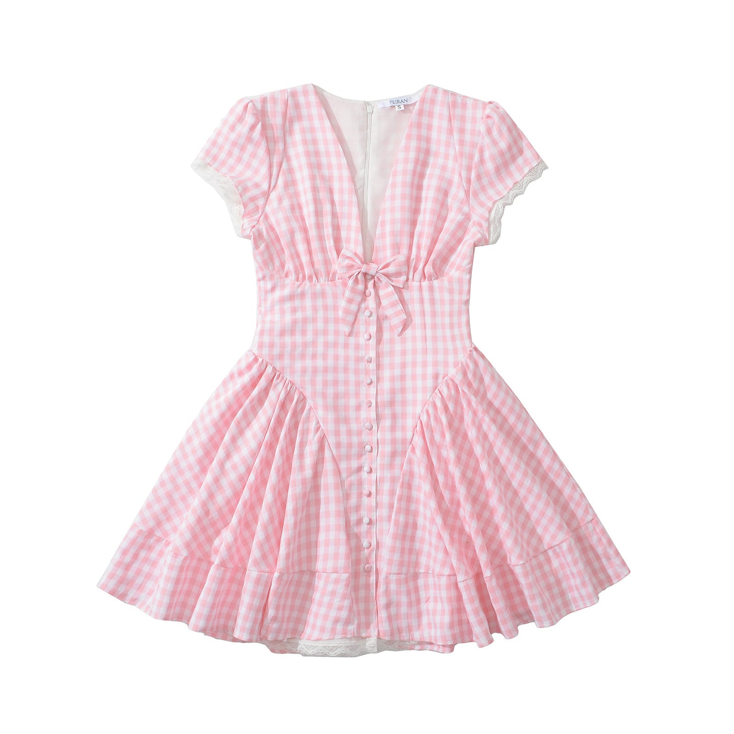 Robe à carreaux pour femmes avec une ceinture de taille ludique et des détails froncés Chic und Stil