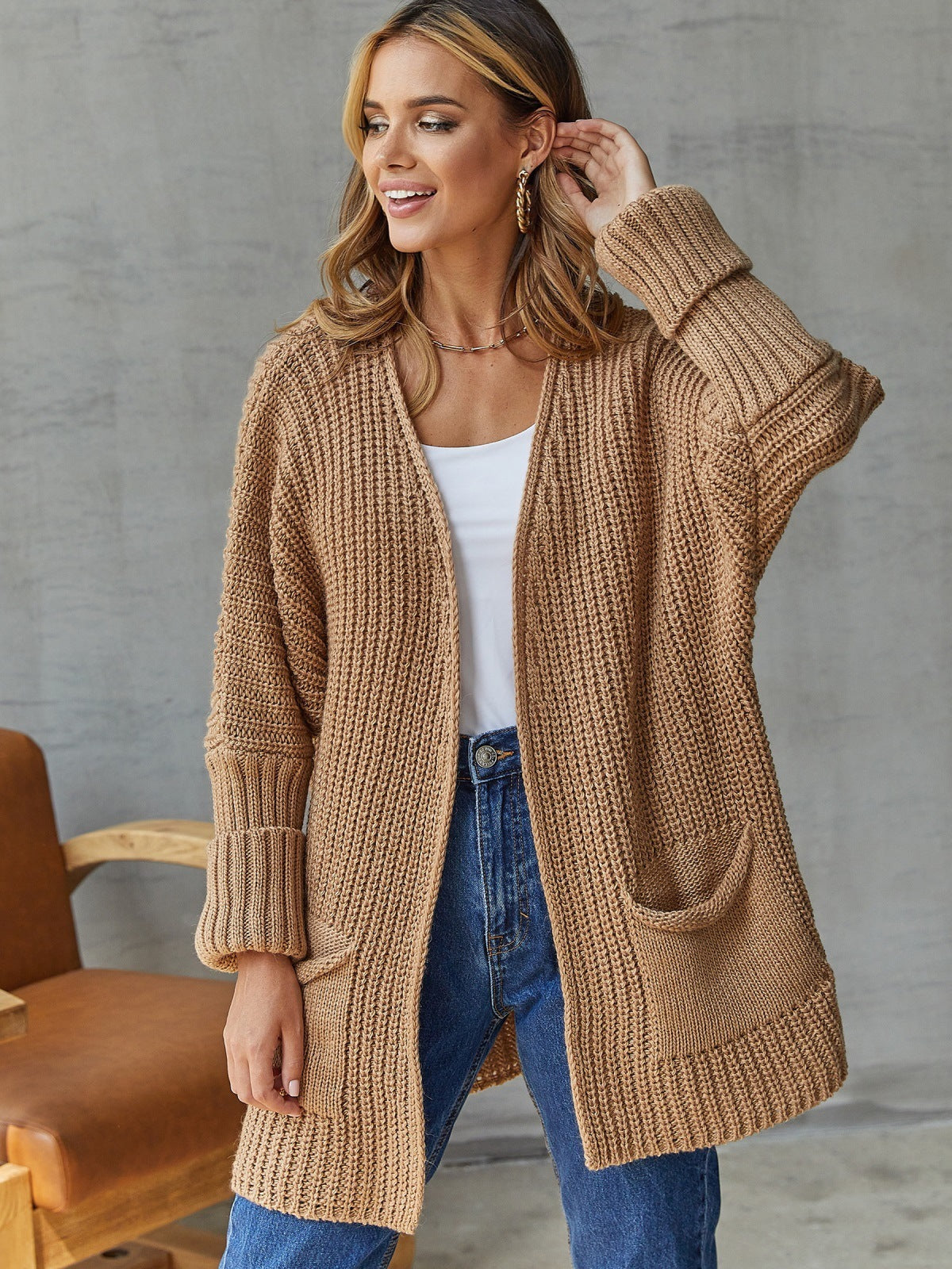 Chunky knit cardigan for women with practical pockets and oversized cut Chic und Stil