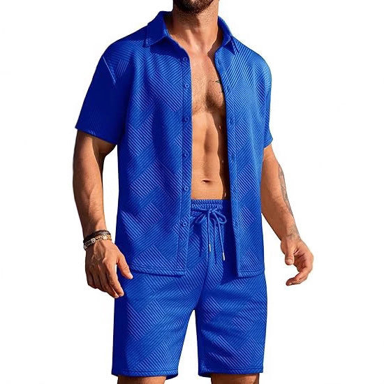 Shorts modernes pour hommes et ensemble haut avec design texturé Chic und Stil