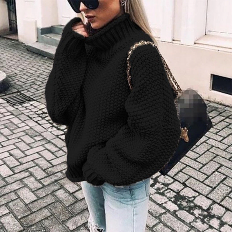 Women's chunky knit sweater with high neck and relaxed fit Chic und Stil