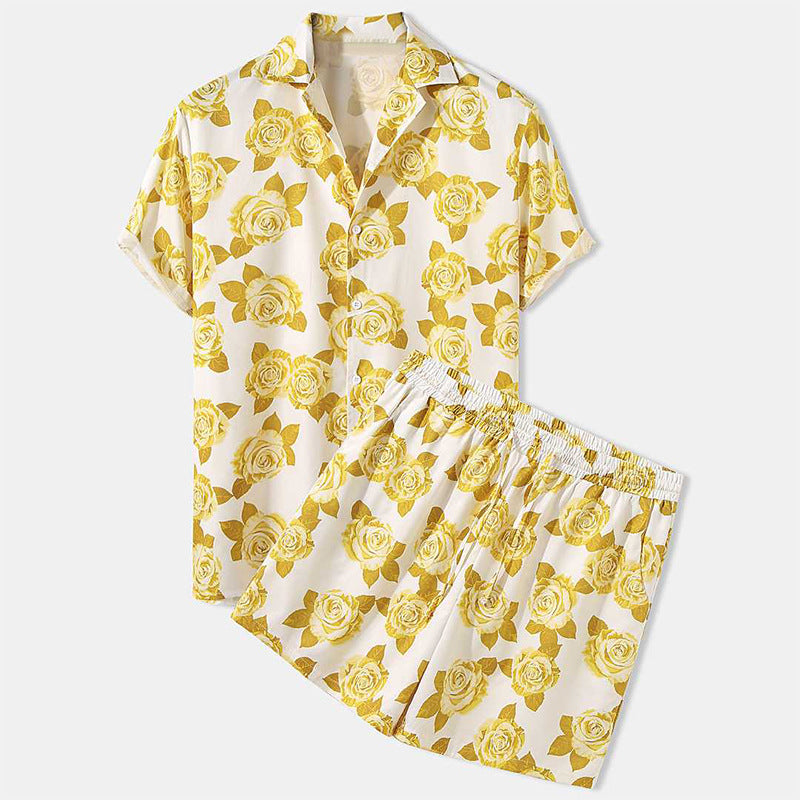 Hommes ensemble de chemise à manches courtes à la mode et de shorts Chic und Stil