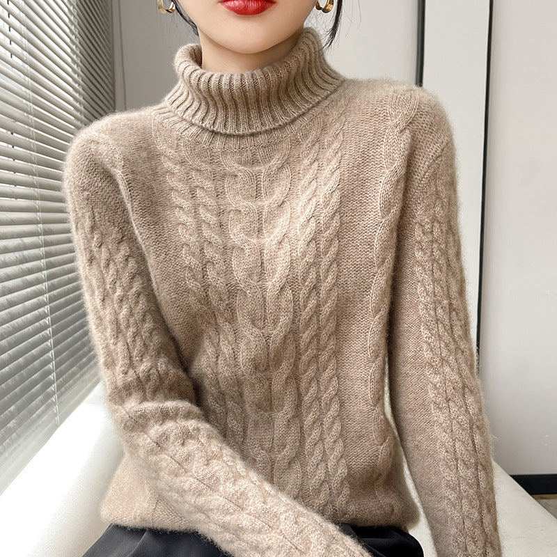 Pull en tricot haut à col montant pour femmes avec motif en relief et matériau doux Chic und Stil