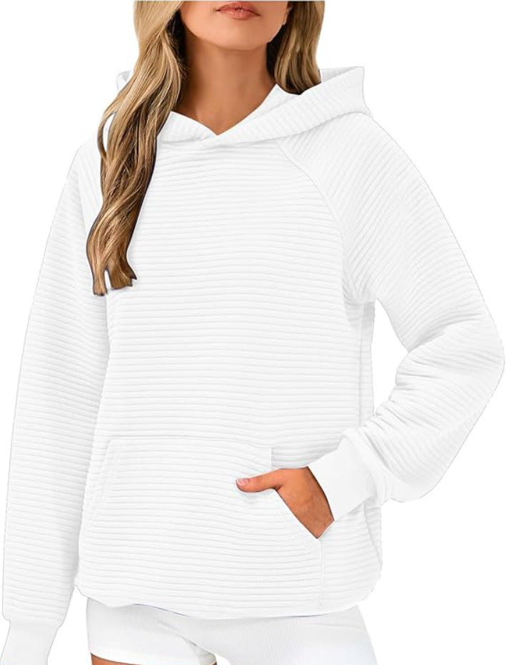 Pull en nid d'abeille douillet pour femmes avec capuche et poche kangourou Chic und Stil
