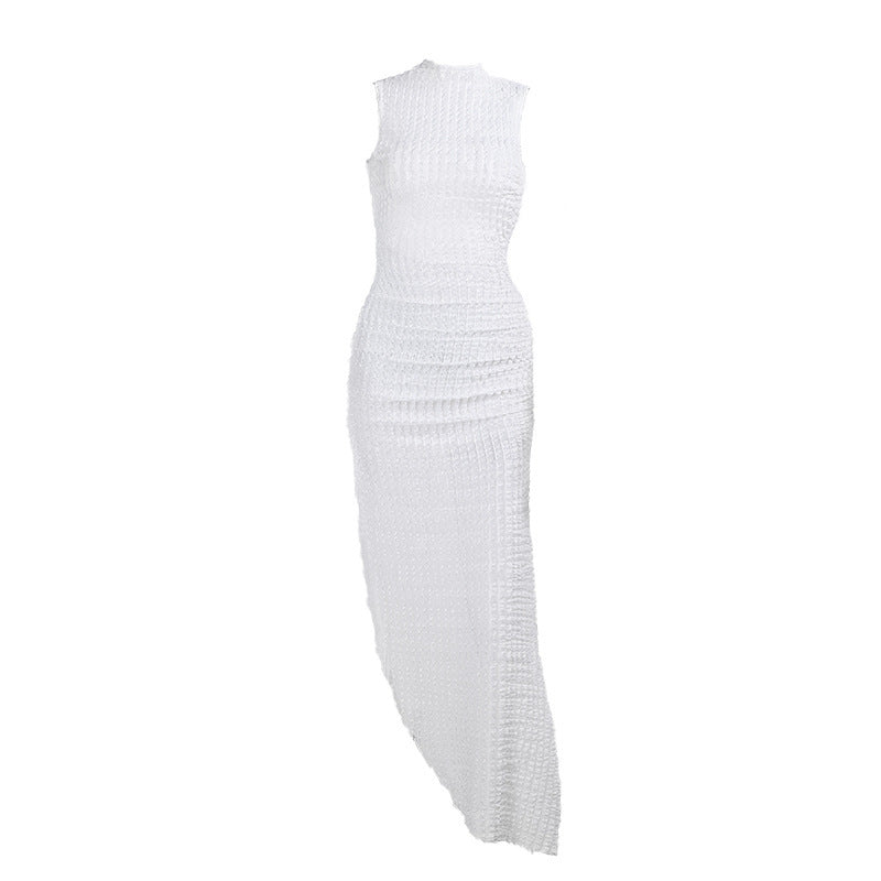 Robe midi à fente latérale froncée pour femmes Chic und Stil