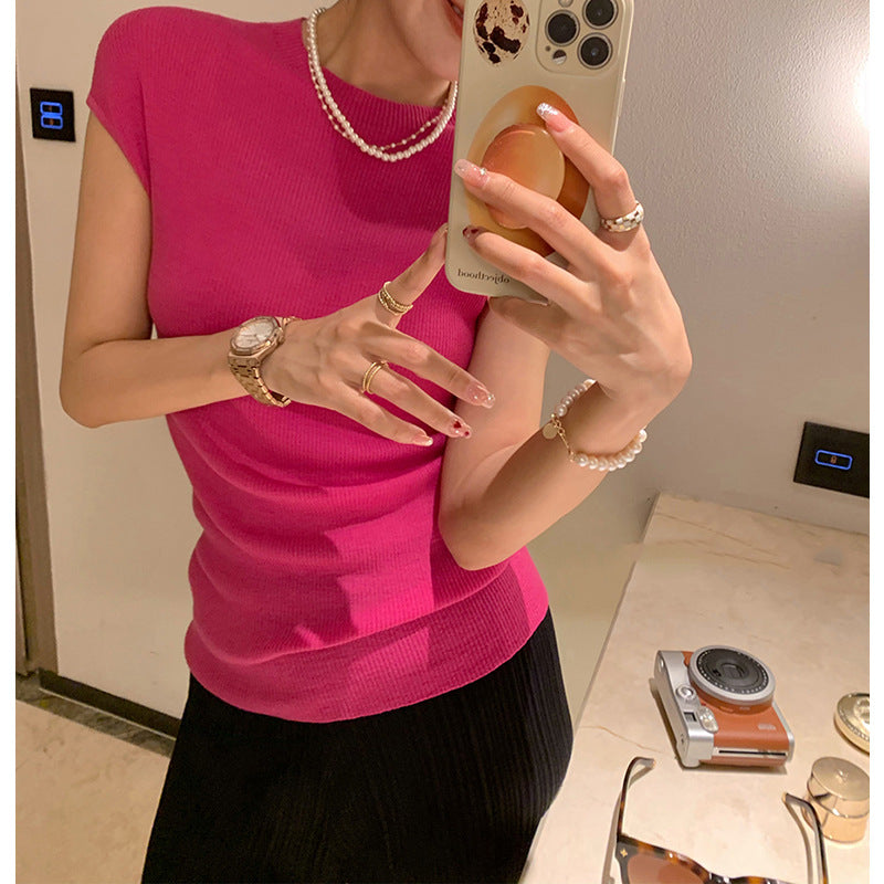 Top à manches courtes en ribbed pour femmes Chic und Stil