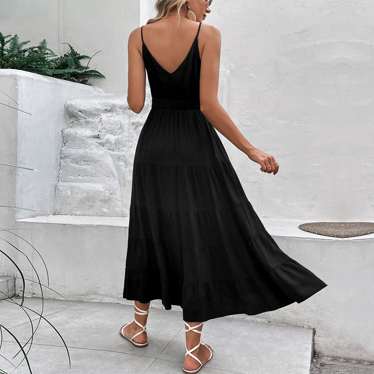 Robe maxi élégante à manches longues avec fente latérale Chic und Stil