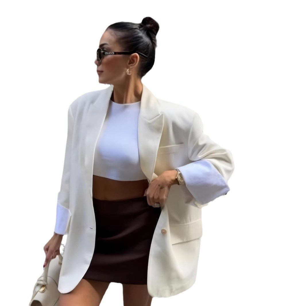 Dames Élégante Veste Blazer Oversize avec poches pratiques Chic und Stil