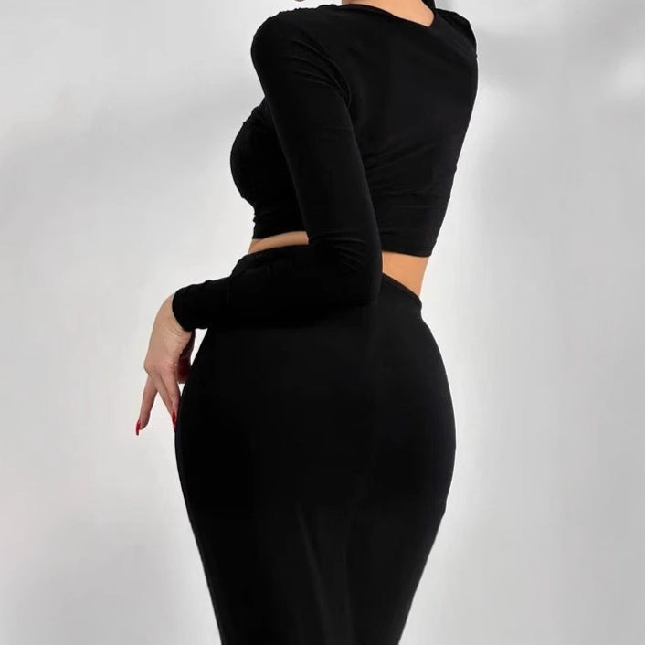 Dames Robe enveloppante élégante à manches longues et coupe ajustée Chic und Stil