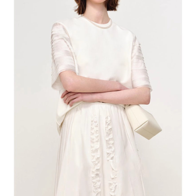 Blouse à manches bouffantes texturées pour femmes Chic und Stil