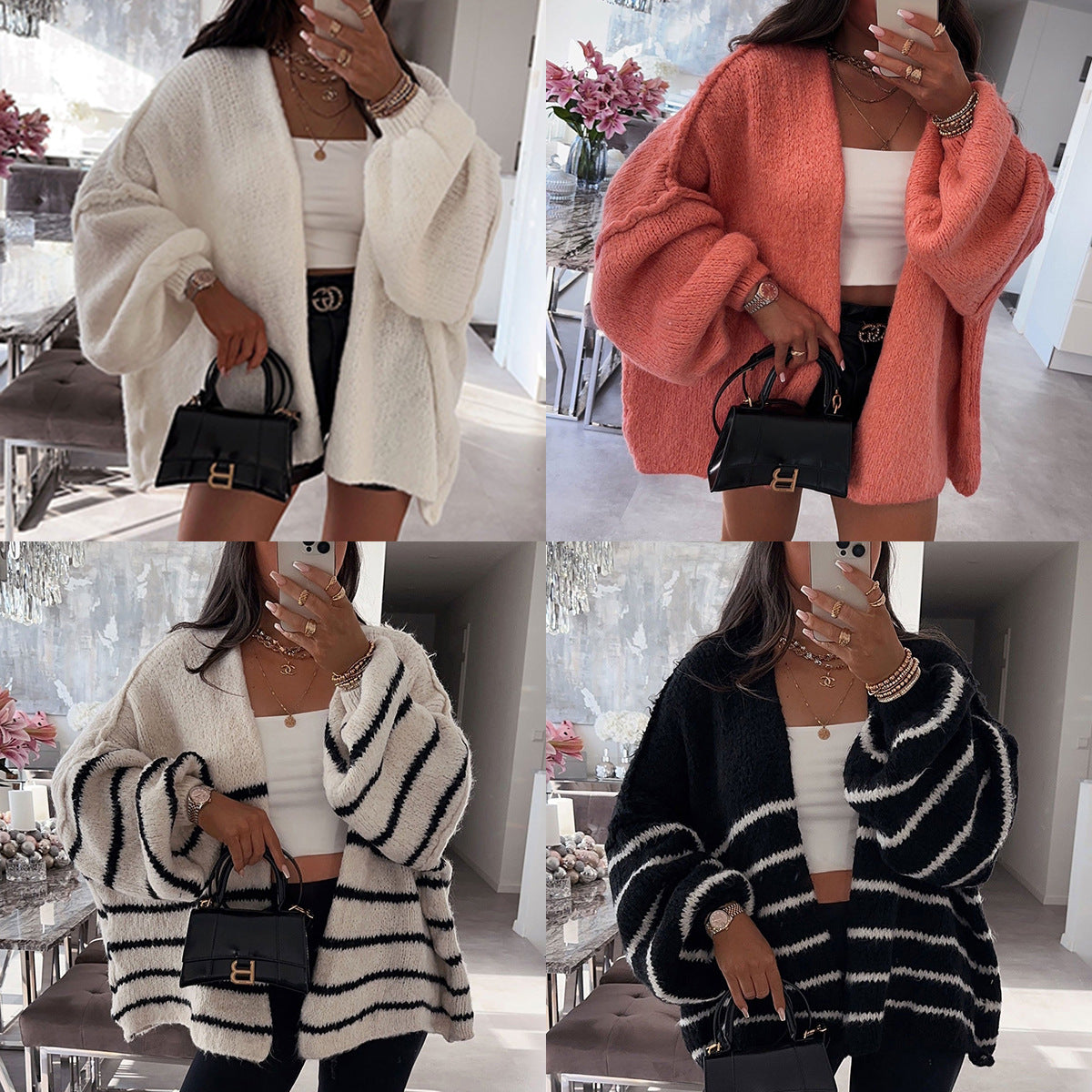 Cardigan tricot décontracté pour femmes avec des manches volumineuses et un matériau doux Chic und Stil