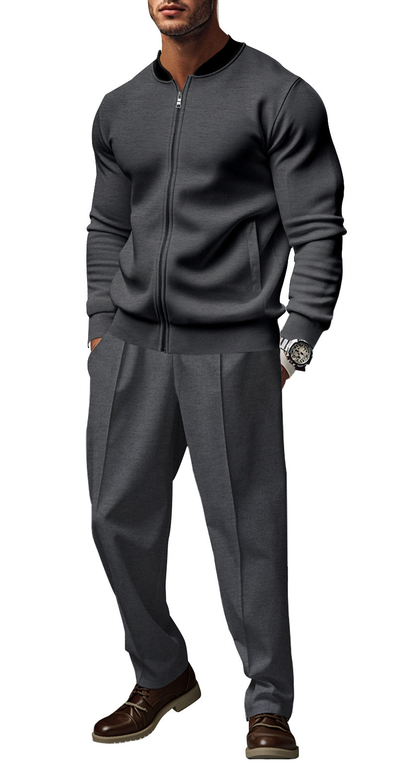 Veste à capuche sportive pour hommes avec fermeture éclair et pantalon d'entraînement assorti Chic und Stil
