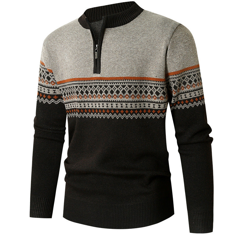 Pull homme avec fermeture éclair moderne et motif géométrique Chic und Stil