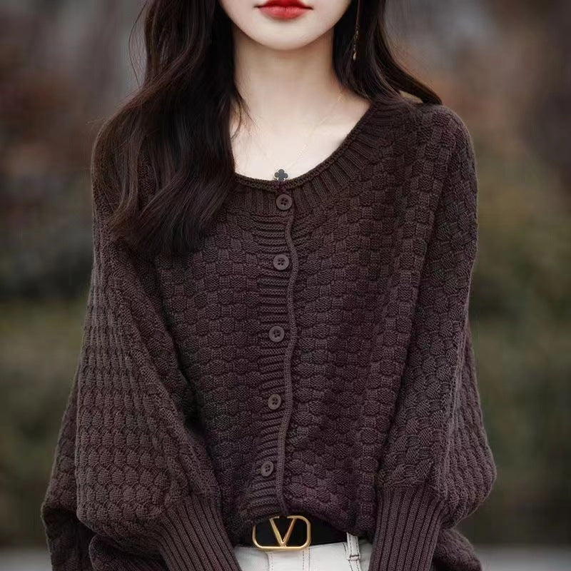 Pull en tricot décontracté pour femmes avec structure et patte de boutonnage Chic und Stil