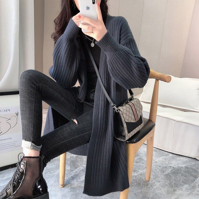 Cardigan à rayures en grosse maille pour femmes avec coupe ouverte et manches longues Chic und Stil