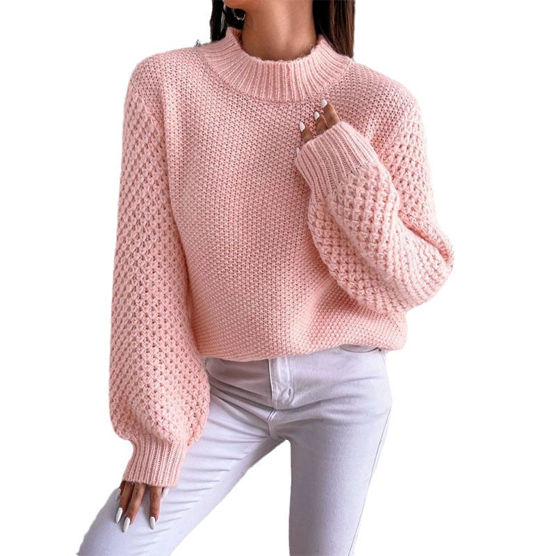 Pull-over oversized douillet pour femmes avec motif structuré et col roulé Chic und Stil