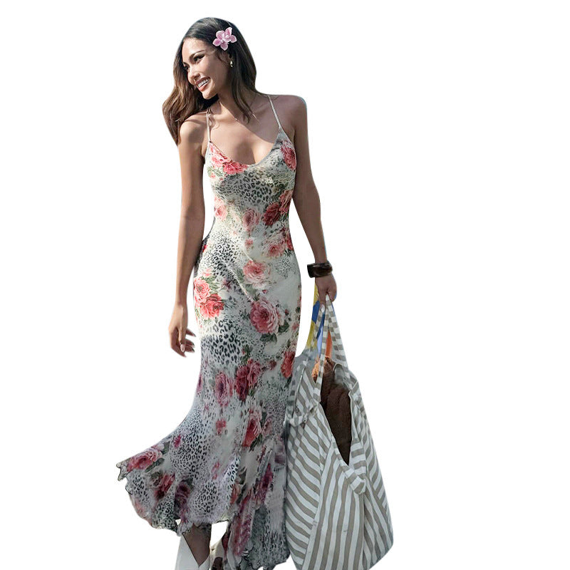 Robe maxi à motif florale pour femme avec bretelles réglables Chic und Stil