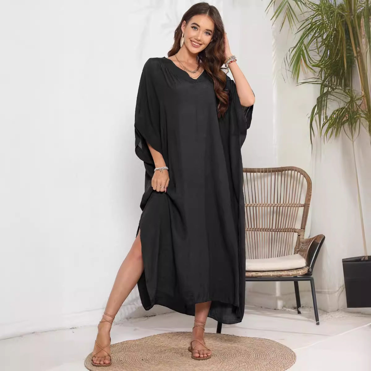 Dames Tunique Robe à Décolleté en V Chic und Stil