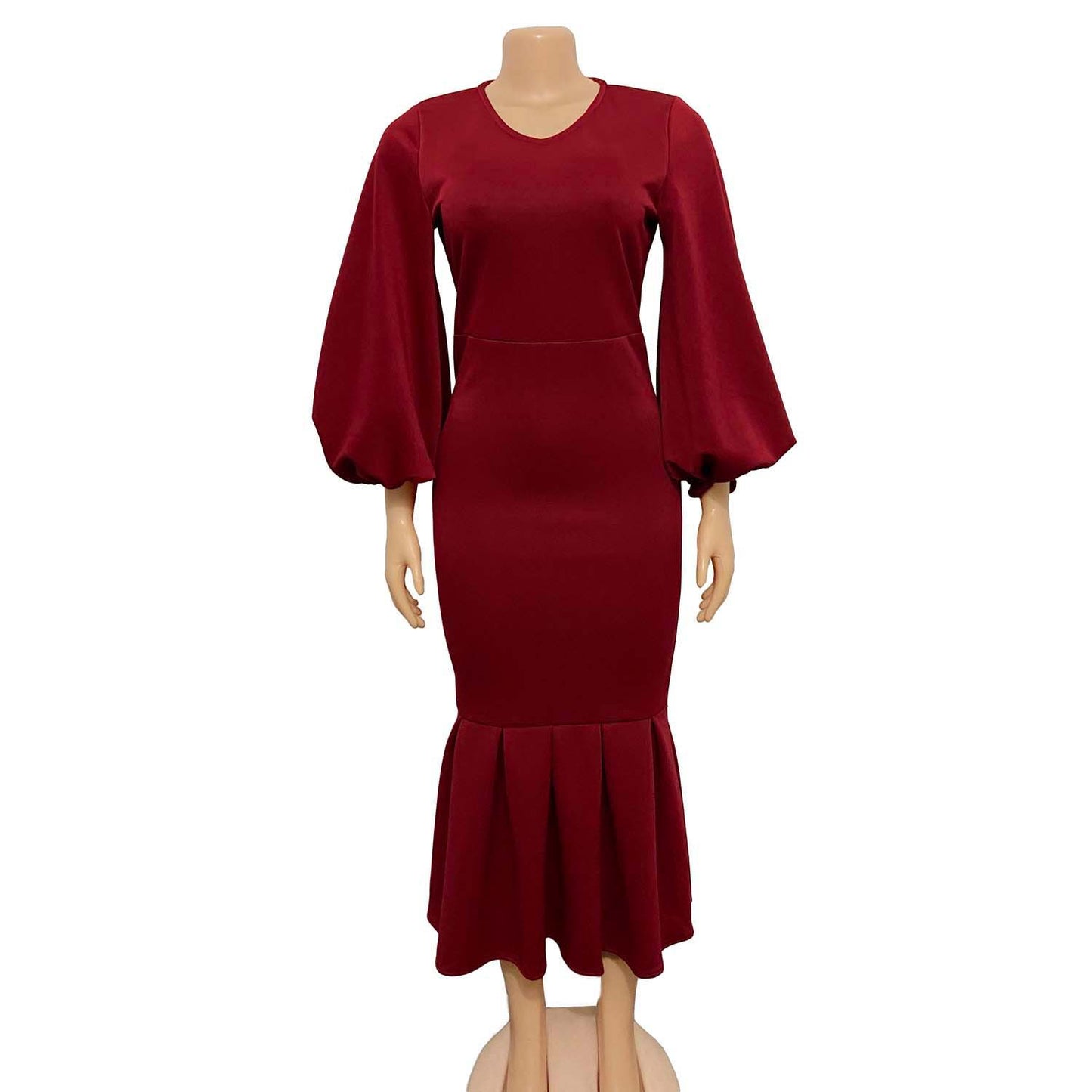 Fitted dress for women with voluminous sleeves and a flowing hem Chic and Style