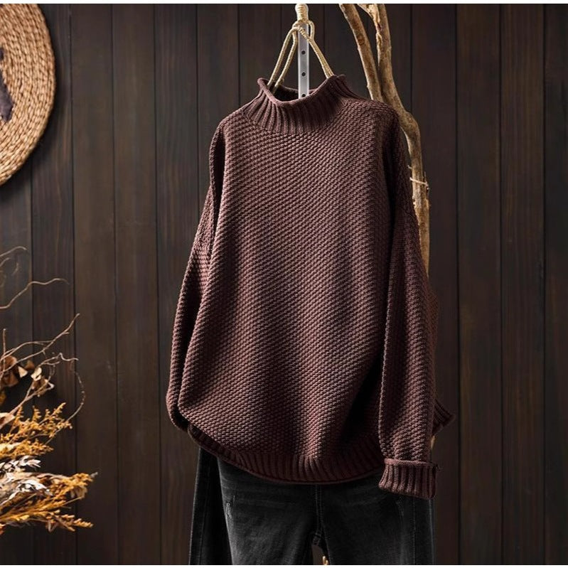 Pull en tricot oversized pour femmes avec col montant Chic und Stil