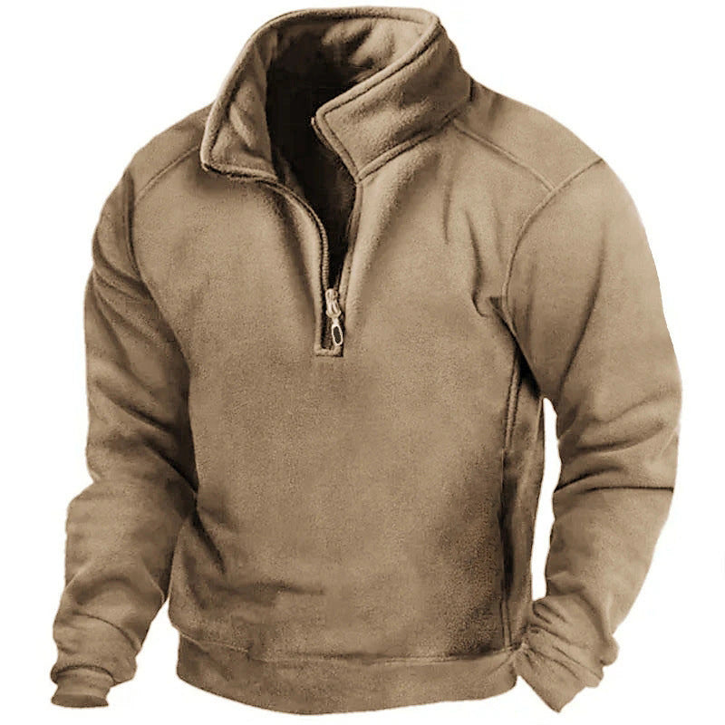 Pull-over Fleece pour hommes avec col haut et fermeture éclair pratique Chic und Stil